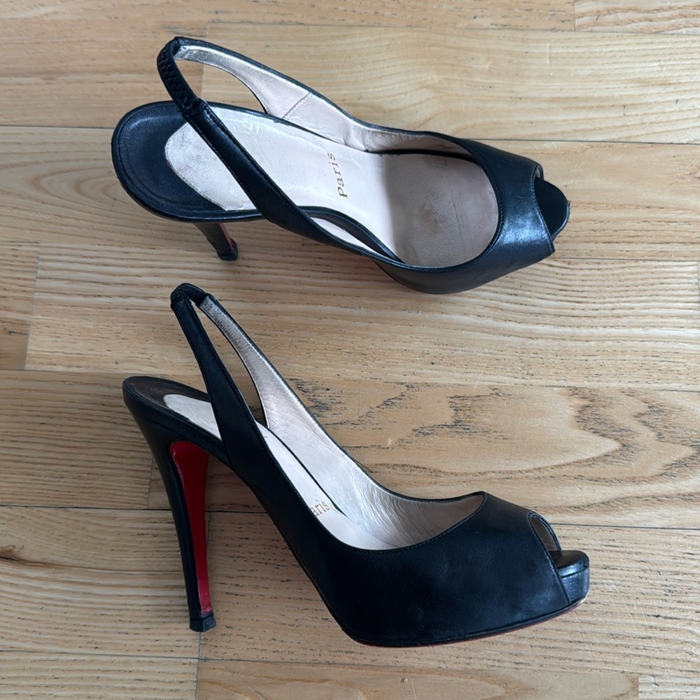 Christian louboutin sling back platform heels 36.5 36